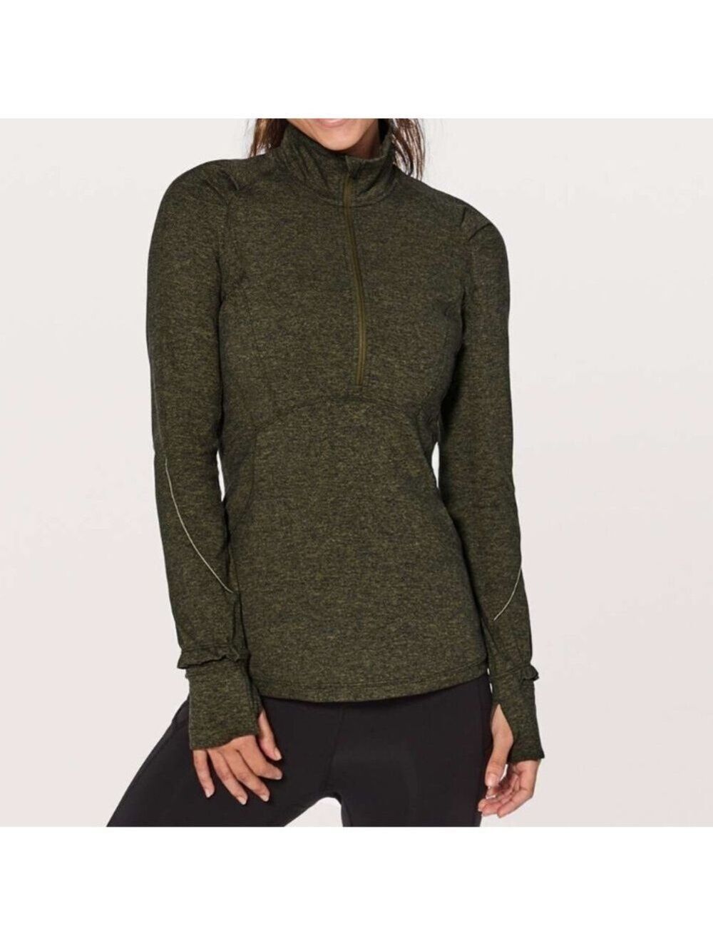 Lululemon Women's Extra Mile 1/2 Zip Pullover 
Heathered Utilitarian Black 6